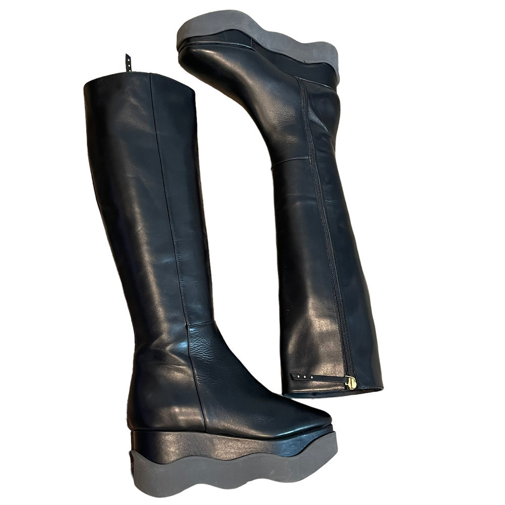 Paloma Barcelo Black Tall Leather Platfrom Boots Women's Size 35 NWOB - Picture 4 of 10